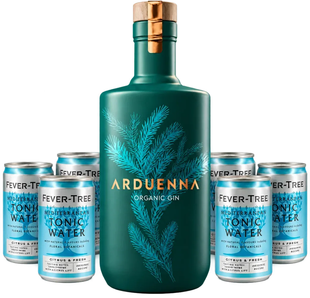 Arduenna Gin servi en tonic, avec sa bouteille